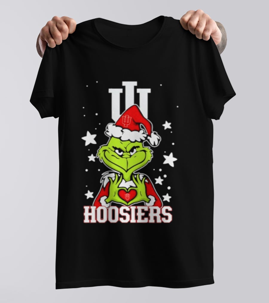 Indiana Hoosiers Grinch Christmas Love Hands 2026 Football T-Shirt