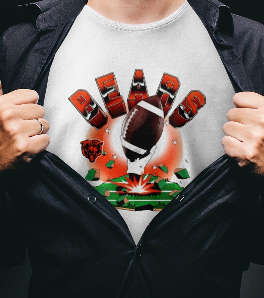 Chicago Bears 2026 Explode Clubhouse Football Logo Stars T-Shirt
