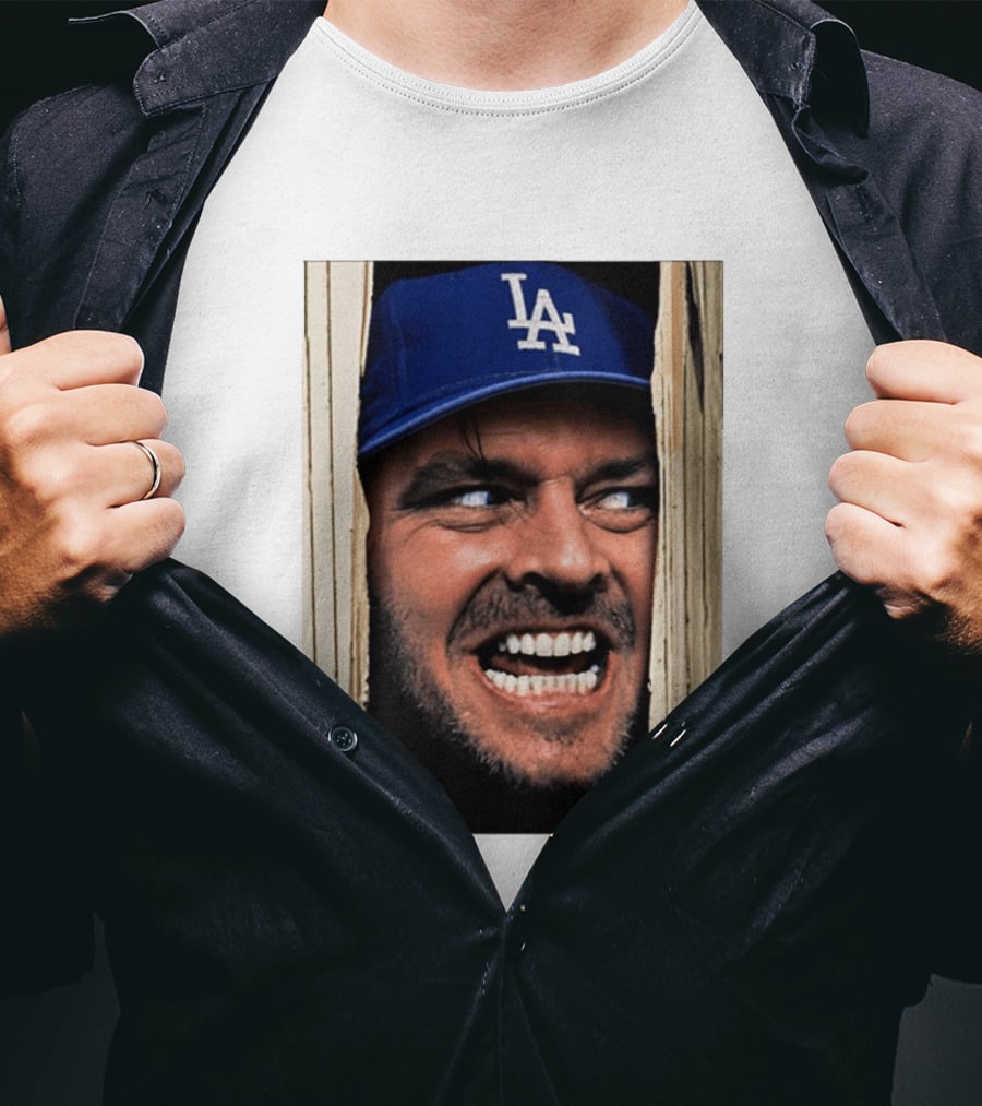 Jack Torrance LA Dodgers Hat Here's Johnny The Shining Baseball T-Shirt