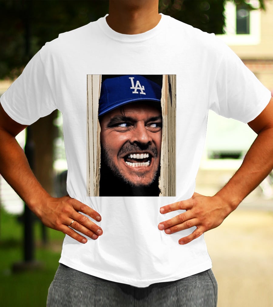 Jack Torrance LA Dodgers Hat Here's Johnny The Shining Baseball T-Shirt