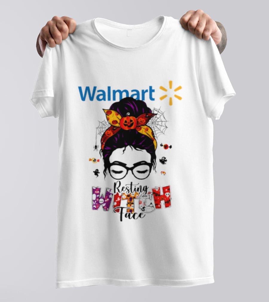 Walmart Resting Witch Face Halloween 2026 Pumpkin Glasses Fun T-Shirt