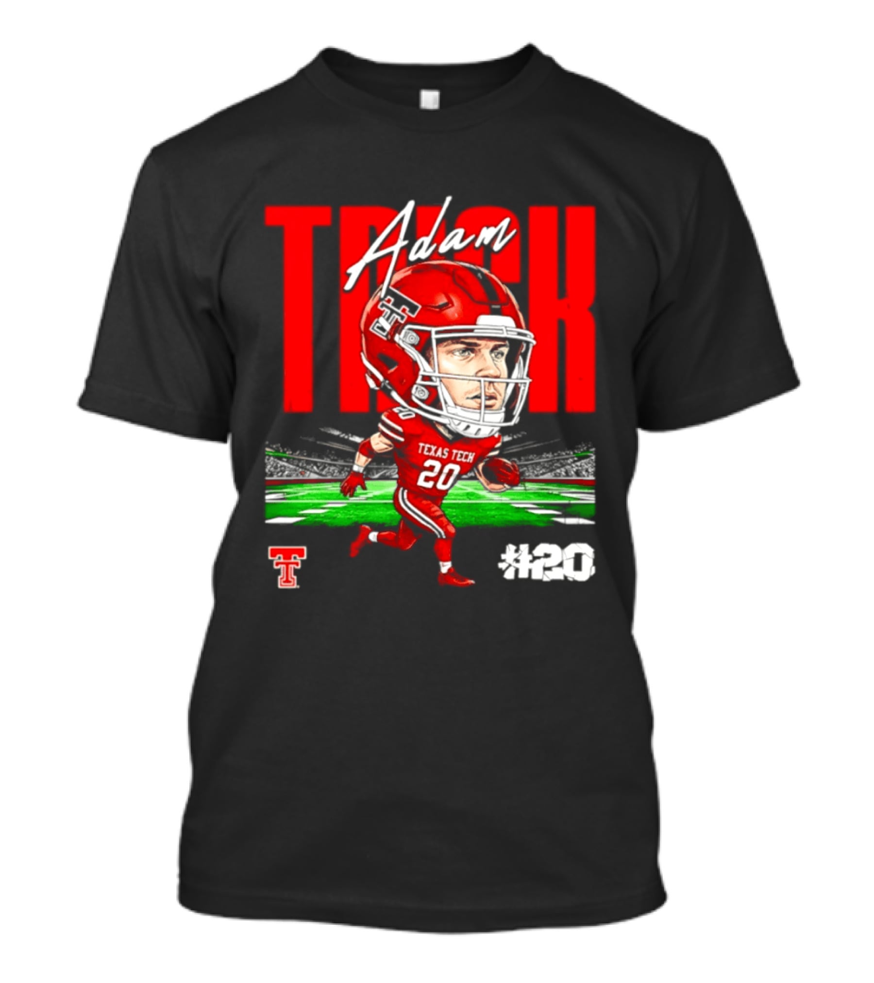 Adam Trick Texas Tech Red Raiders Football Caricature Stadium #20 T-Shirt