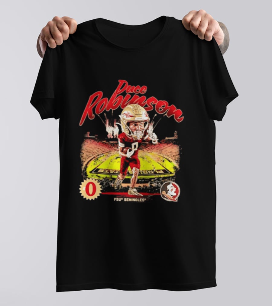 Duce Robinson Florida State Seminoles Football NCAA Stadium Caricature Number 0 T-Shirt