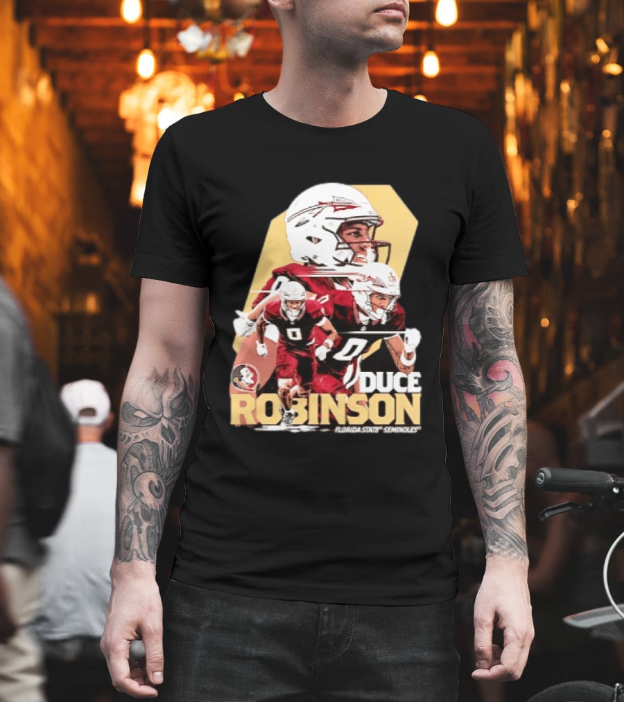 Duce Robinson Florida State Seminoles Football NCAA Player Action Montage T-Shirt