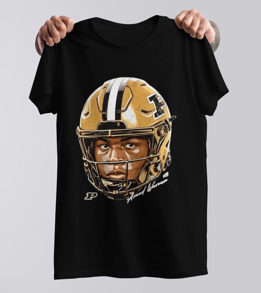 Asaad Waseem Purdue Boilermakers Football Helmet Game Face NCAA T-Shirt