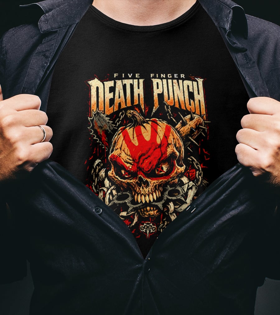 Five Finger Death Punch Knucklehead Skull With Chains Halloween 2026 T-Shirt