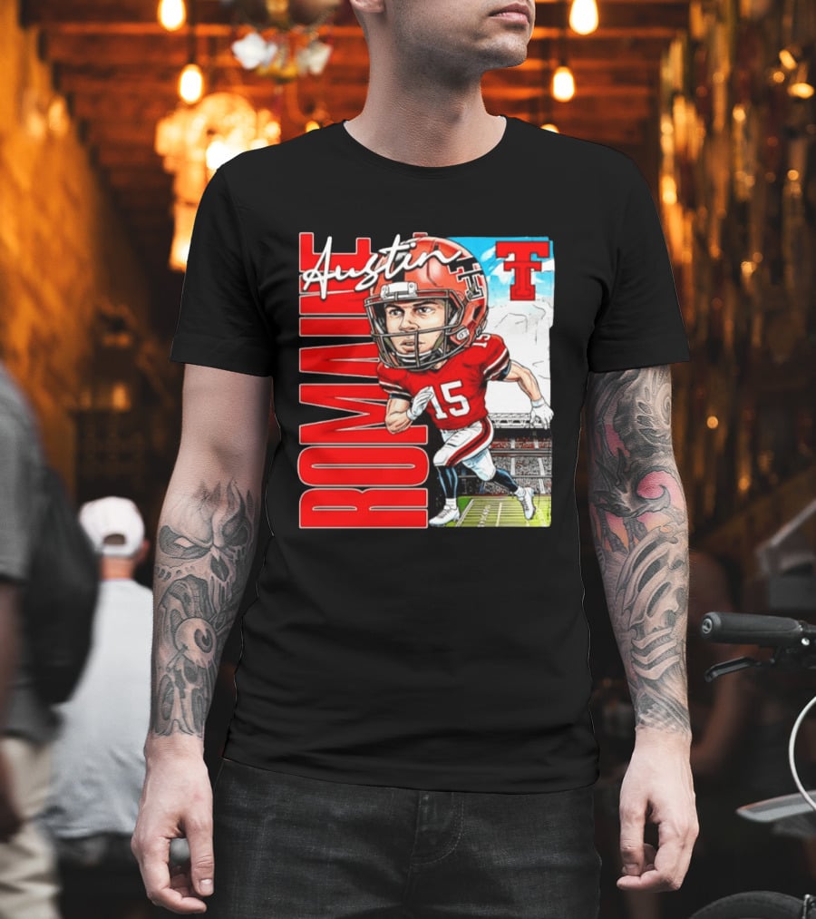 Austin Romaine Texas Tech Red Raiders Football NCAA Stadium Caricature T-Shirt