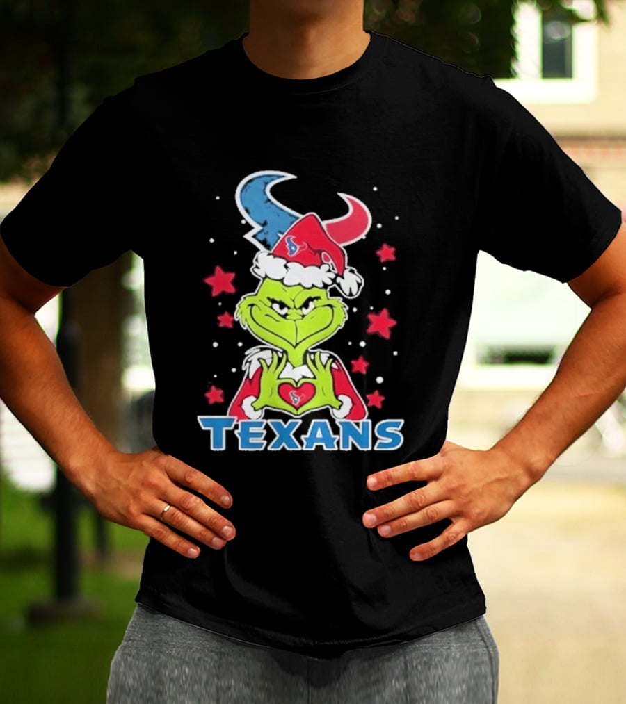 Houston Texans Grinch Love Hands Christmas Football 2026 T-Shirt