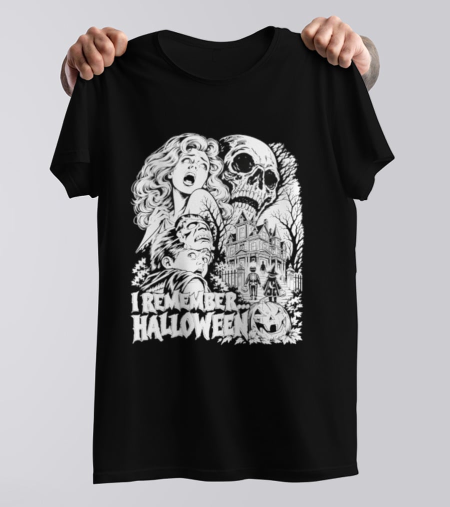 I Remember Halloween Haunted House Skull Pumpkin T-Shirt