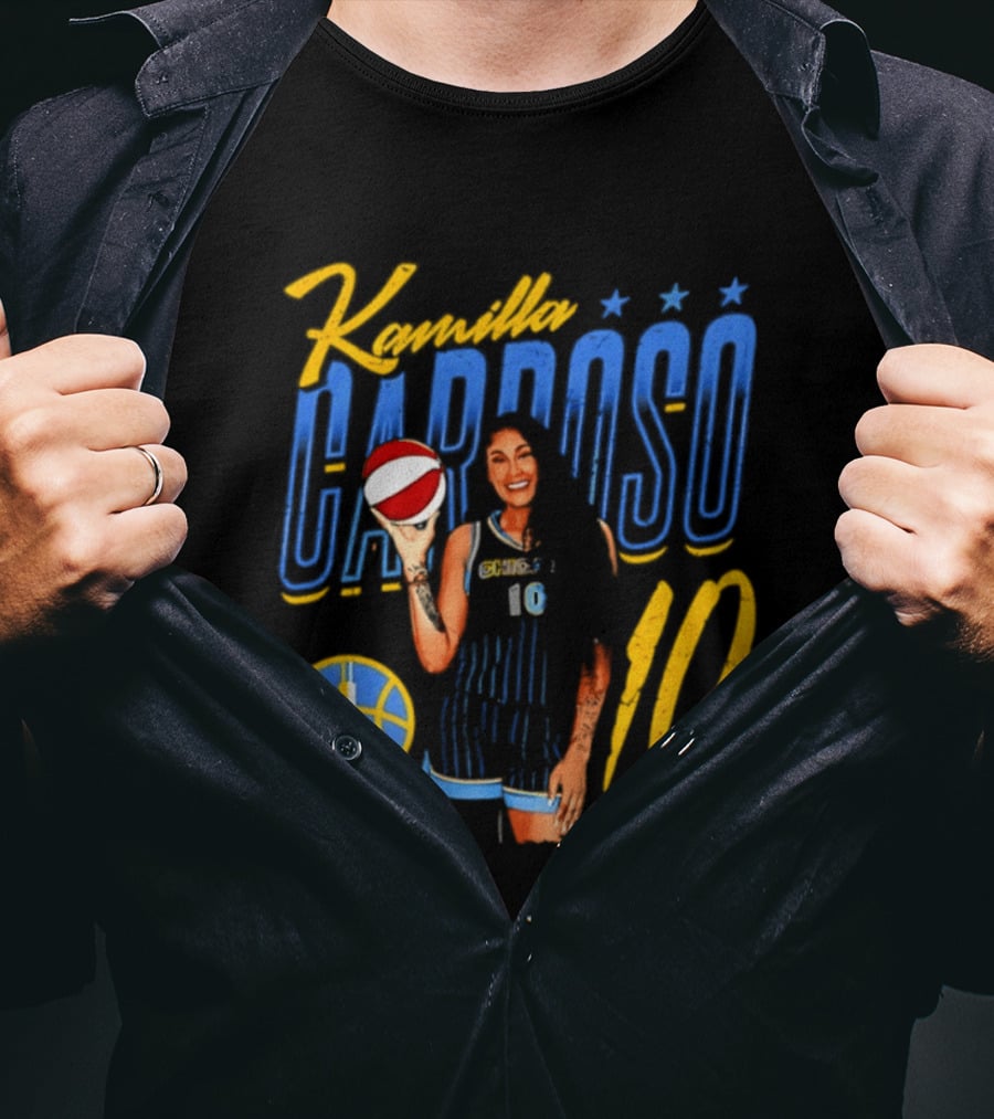 Kamilla Cardoso Chicago Sky 10 WNBA Player With Basketball T-Shirt