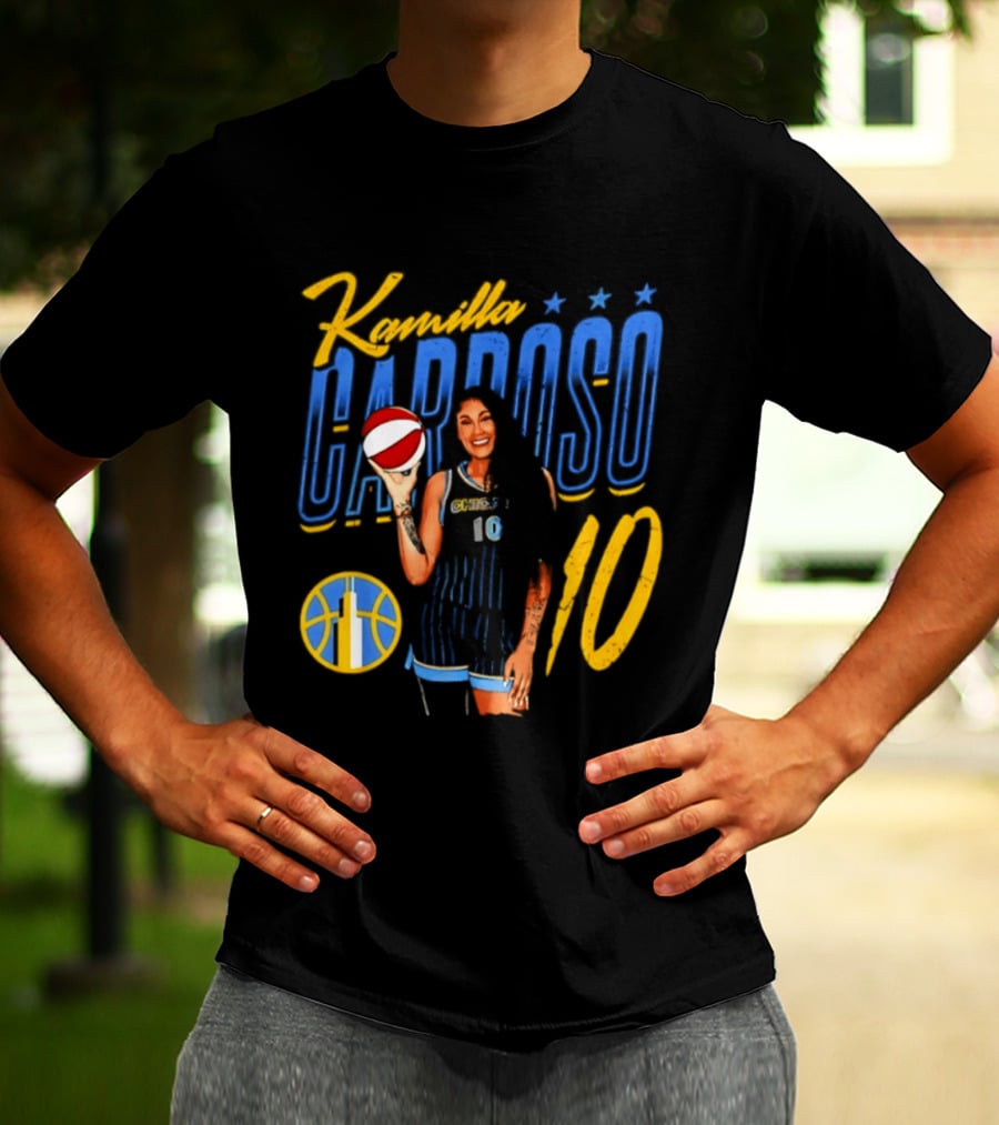 Kamilla Cardoso Chicago Sky 10 WNBA Player With Basketball T-Shirt