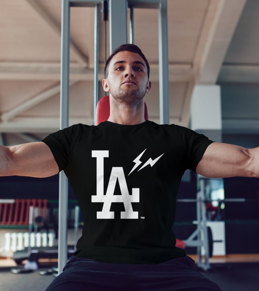 Los Angeles Dodgers Fragment LA Thunder Lightning Bolt T-Shirt