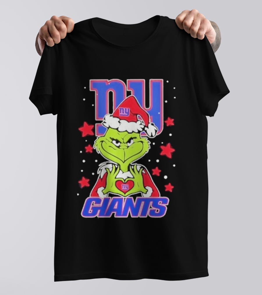 New York Giants Grinch Christmas Love Hands 2026 Football T-Shirt