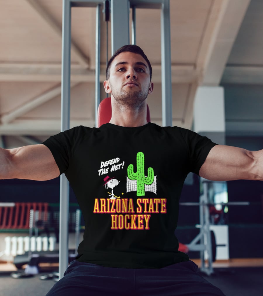 Defend The Net Arizona State Hockey Snoopy Cactus T-Shirt