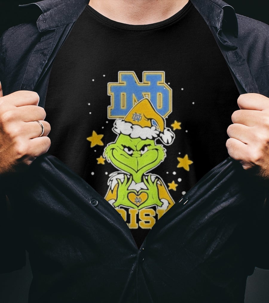 Notre Dame Fighting Irish Grinch Love Hands Christmas 2026 Football T-Shirt