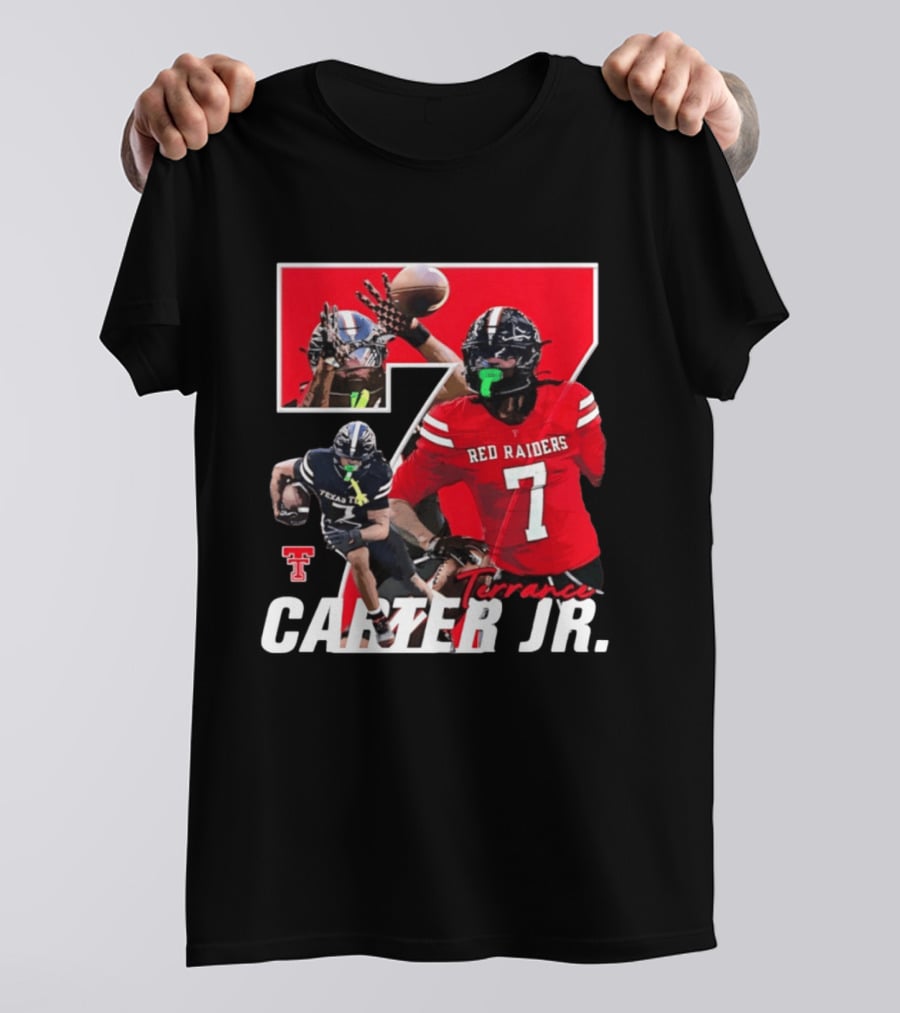 Terrance Carter Jr Red Raiders Texas Tech Football Player Collage NCAA Number 7 T-Shirt
