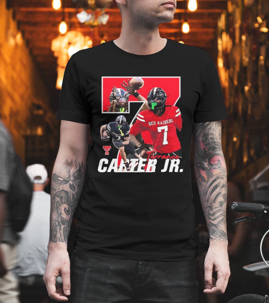Terrance Carter Jr Red Raiders Texas Tech Football Player Collage NCAA Number 7 T-Shirt
