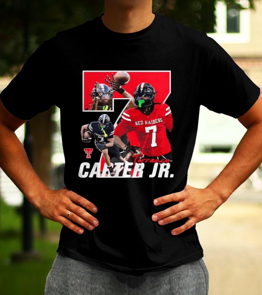 Terrance Carter Jr Red Raiders Texas Tech Football Player Collage NCAA Number 7 T-Shirt