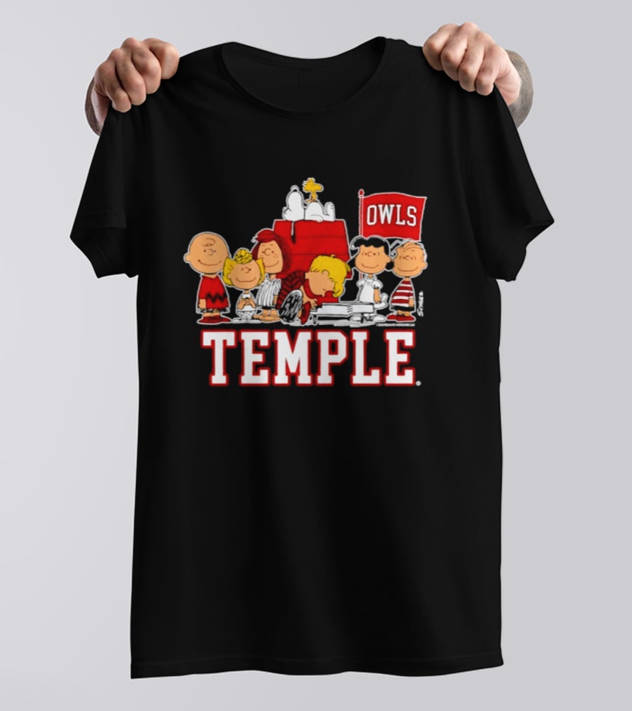 Peanuts Snoopy Temple Owls Football Lucy Charlie Brown Woodstock T-Shirt