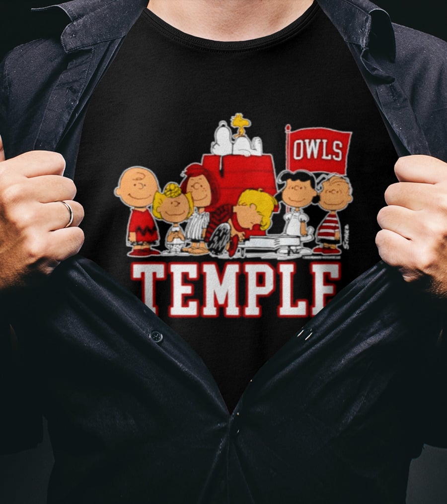 Peanuts Snoopy Temple Owls Football Lucy Charlie Brown Woodstock T-Shirt