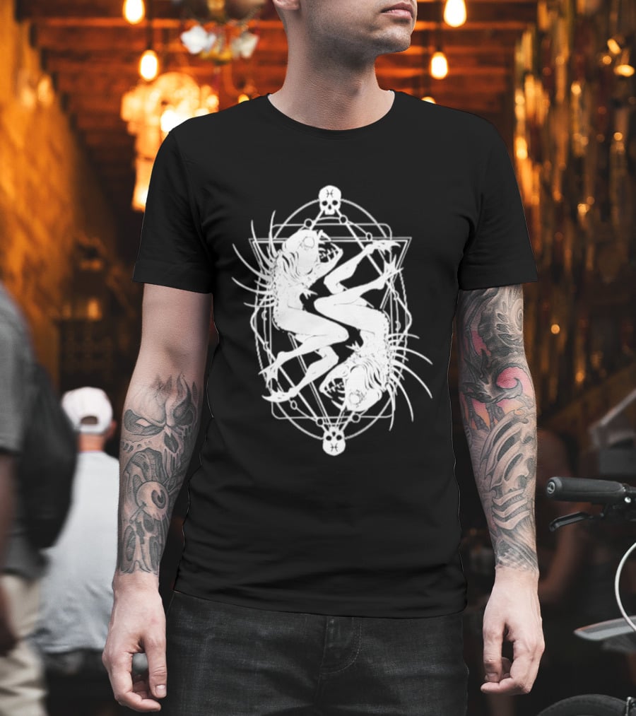 Pisces Zodiac Skull Fish Astrology Gothic Symbolism T-Shirt