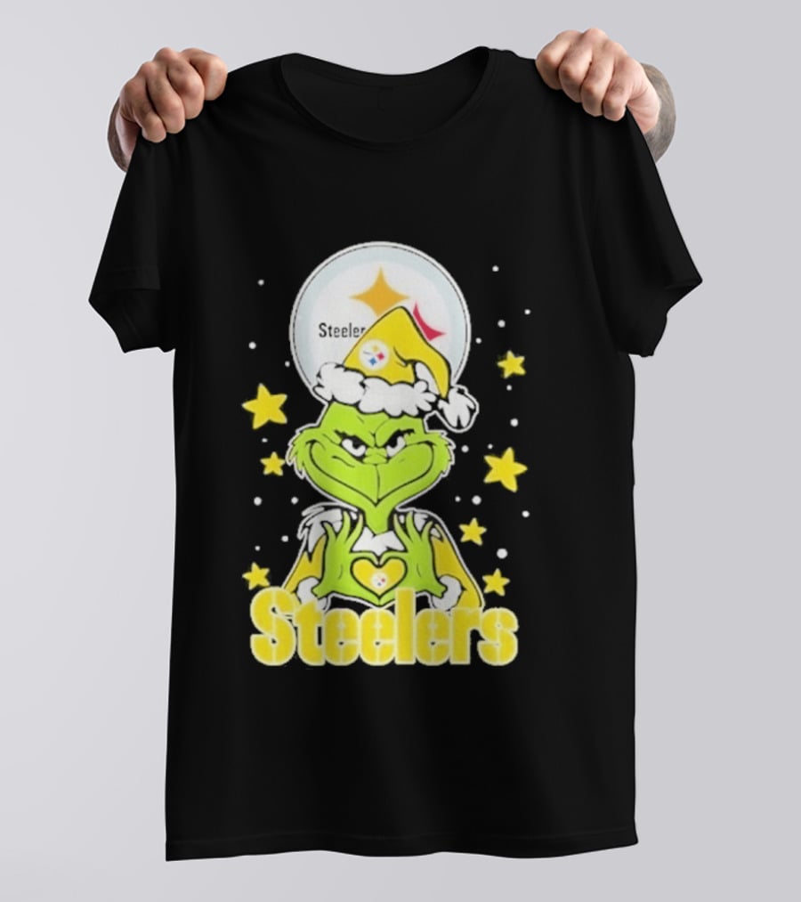 Pittsburgh Steelers Grinch Christmas Love Hands 2026 Football T-Shirt