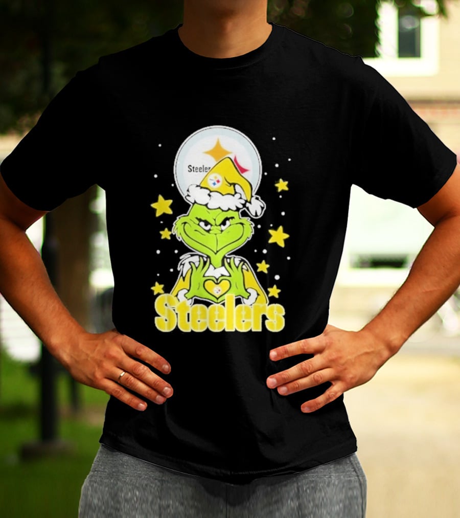 Pittsburgh Steelers Grinch Christmas Love Hands 2026 Football T-Shirt