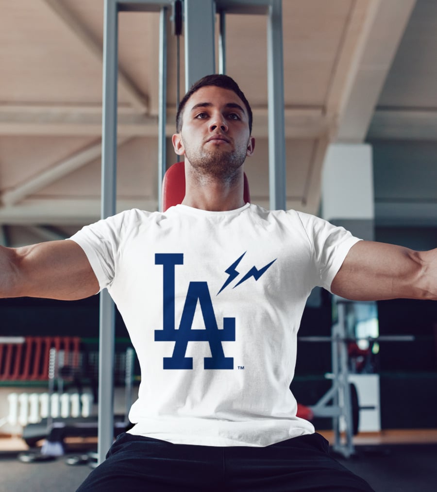 Los Angeles Dodgers Fragment Collaboration LA Thunder Lightning Bolt T-Shirt