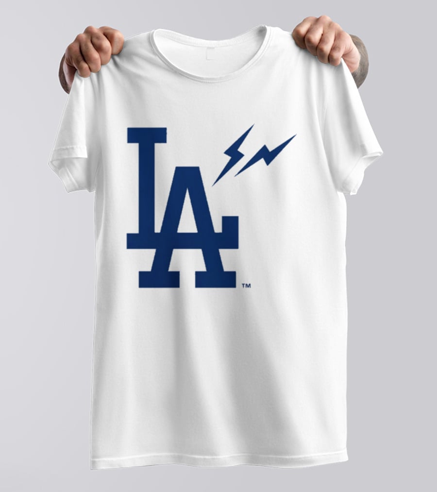 Los Angeles Dodgers Fragment Collaboration LA Thunder Lightning Bolt T-Shirt