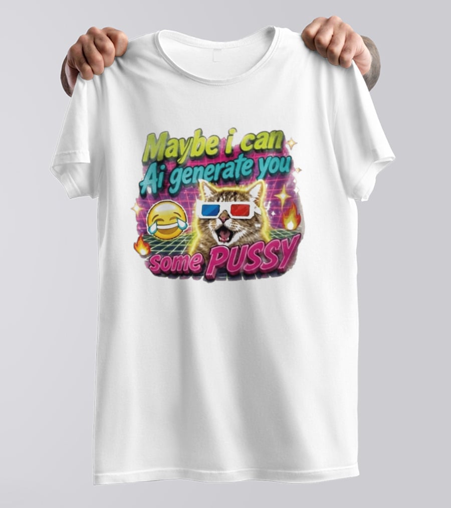 Maybe I Can Ai Generate You Some Pussy Emoji Cat 3D Glasses T-Shirt