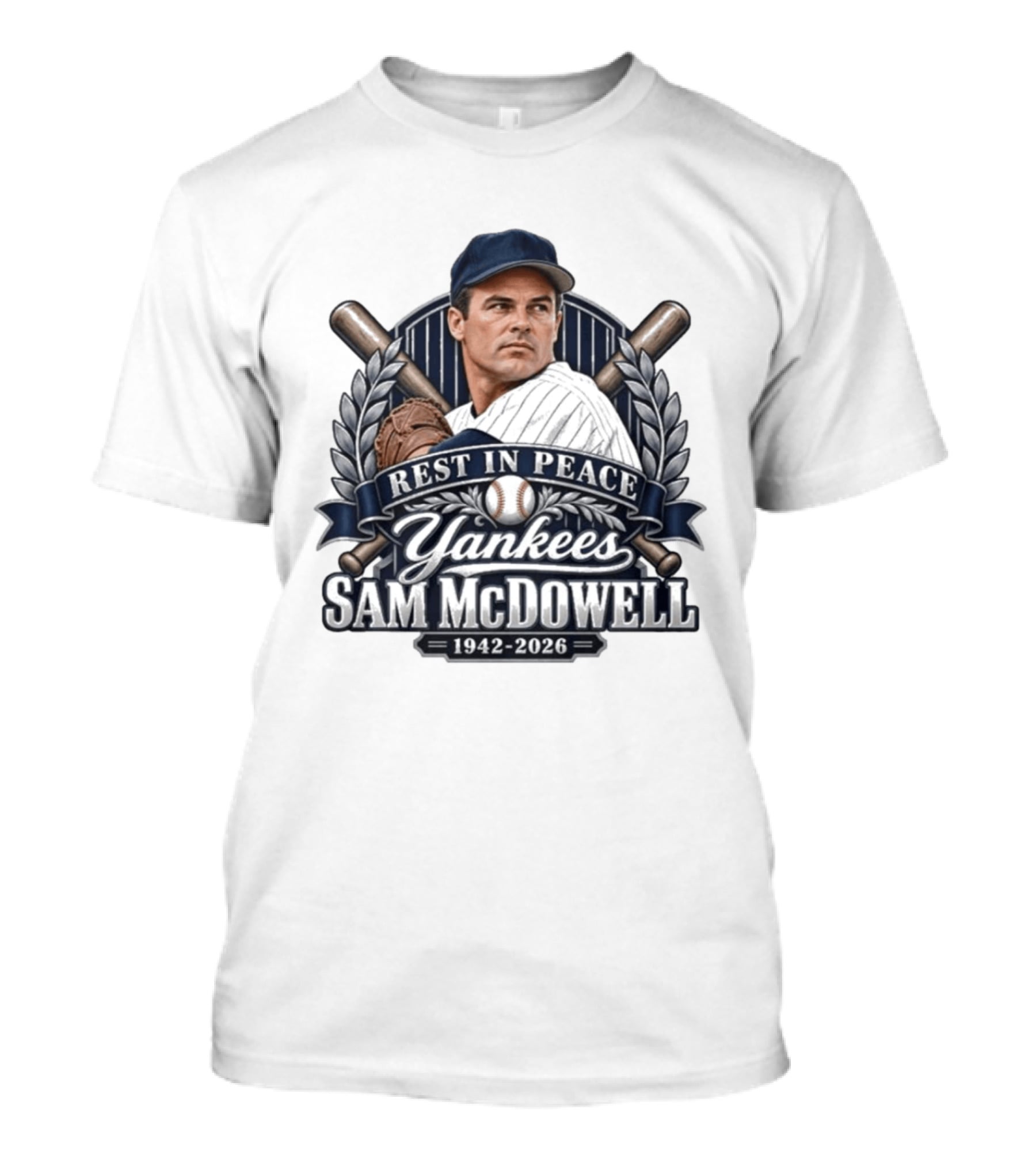 Rest In Peace Yankees Sam McDowell 1942 2026 Baseball Memoriam T-Shirt