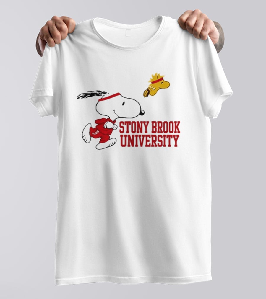 Snoopy And Woodstock Running Stony Brook University T-Shirt
