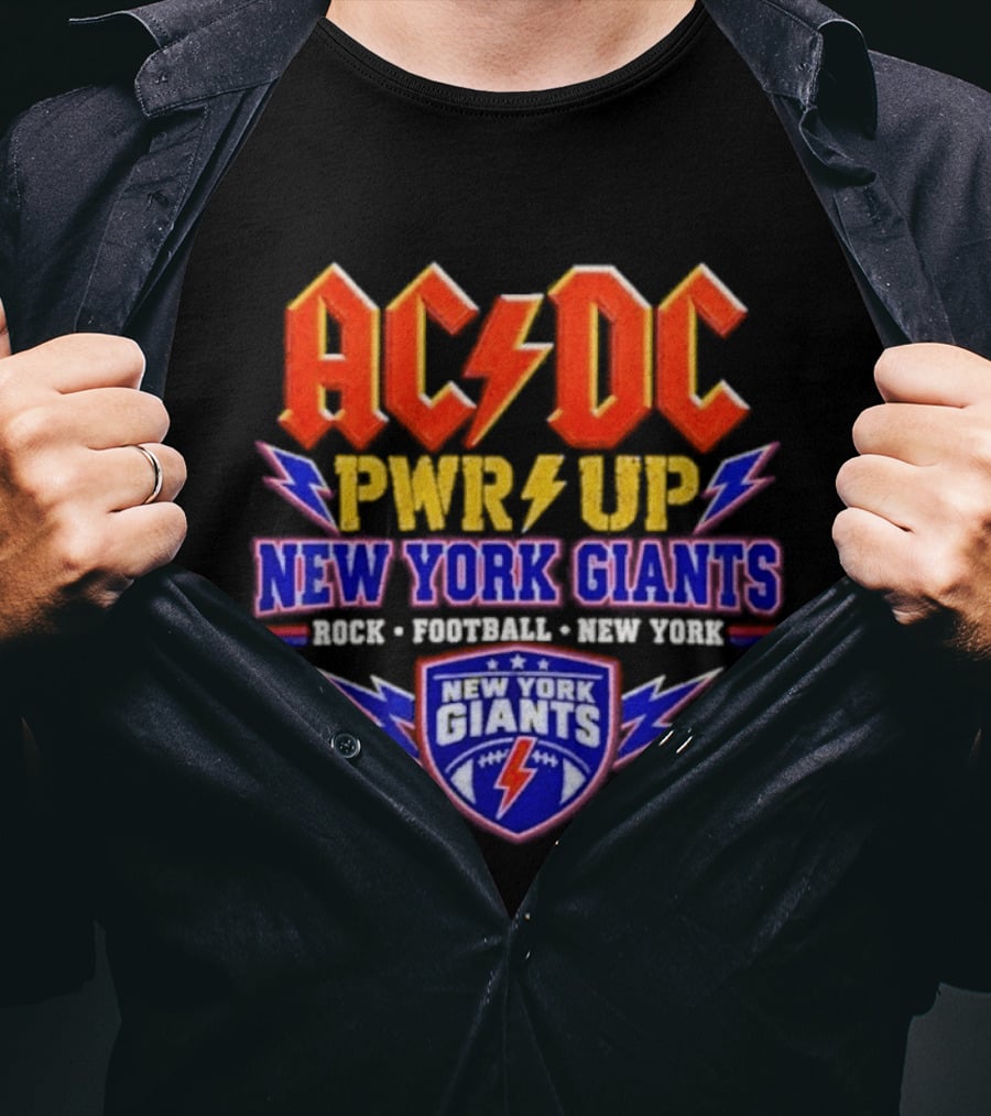 ACDC PWR UP New York Giants Rock Football Tour T-Shirt