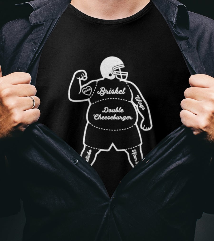 Big Man Atomy Brisket Double Cheeseburger Blueprint T-Shirt