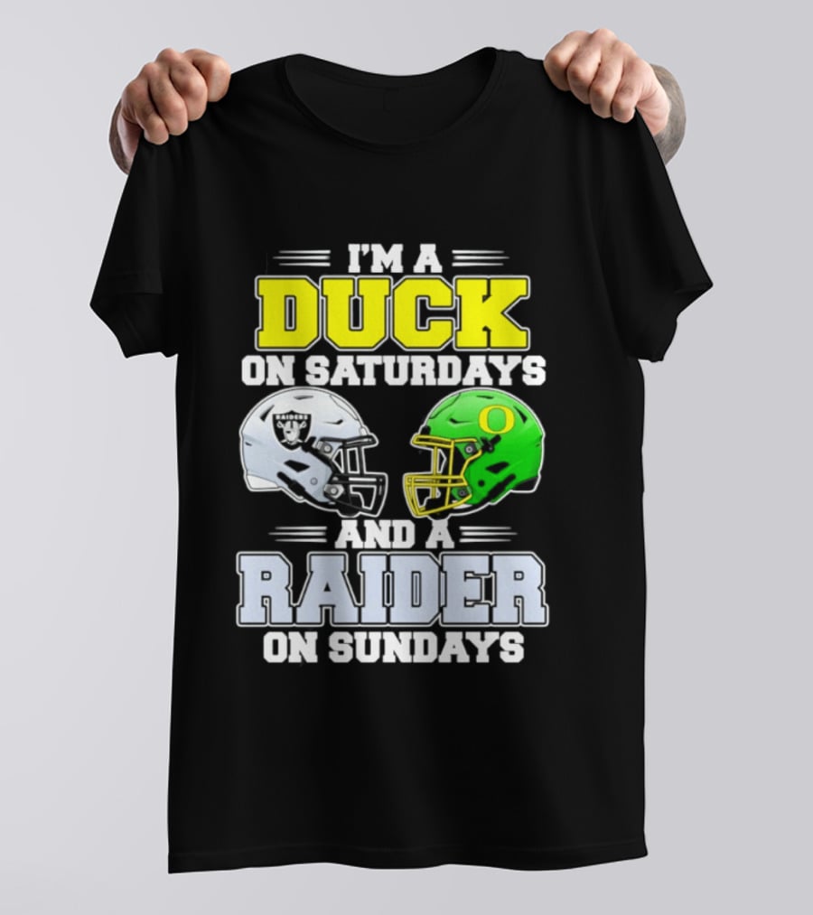 I'm A Duck On Saturdays And A Raider On Sundays Football Helmet T-Shirt