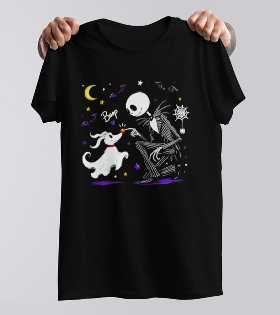 Jack Skellington Zero Dog Boop Halloween 2026 Moon Bats Stars T-Shirt