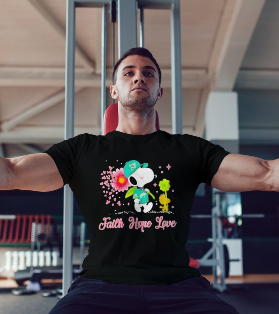 Oakland Athletics Snoopy Woodstock Faith Hope Love Breast Cancer Awareness 2026 T-Shirt