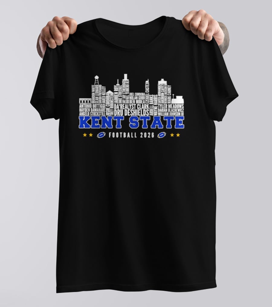 Kent State Golden Flashes Football 2026 City Skyline Players Names T-Shirt