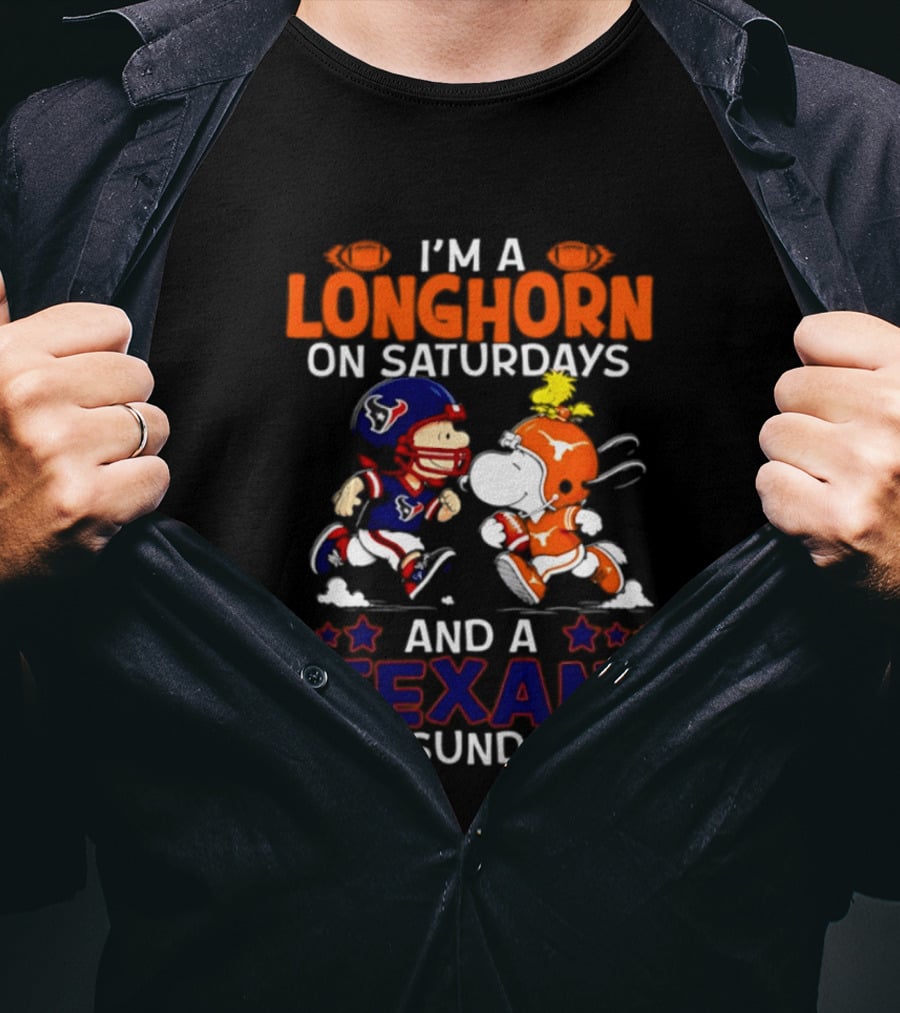 Peanuts I'm A Longhorn On Saturdays And A Texan On Sundays T-Shirt