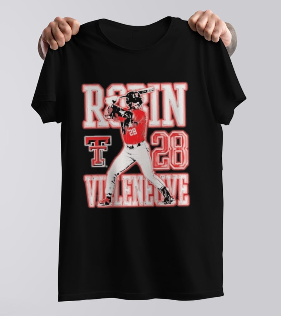 Robin Villeneuve Texas Tech Red Raiders 28 Baseball NCAA Swing T-Shirt