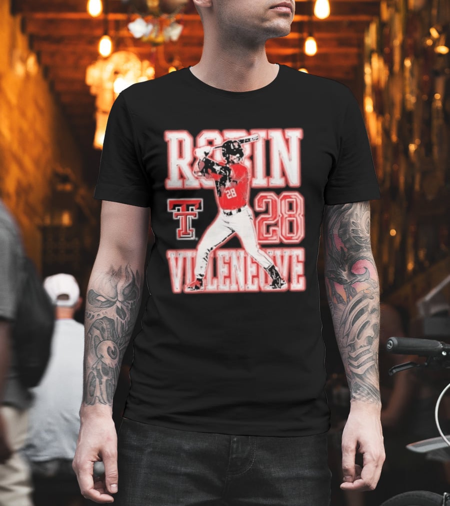 Robin Villeneuve Texas Tech Red Raiders 28 Baseball NCAA Swing T-Shirt