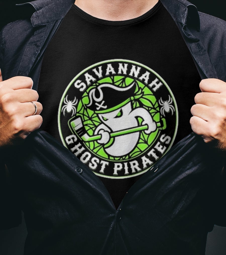 Savannah Ghost Pirates Hockey ECHL Team Green T-Shirt