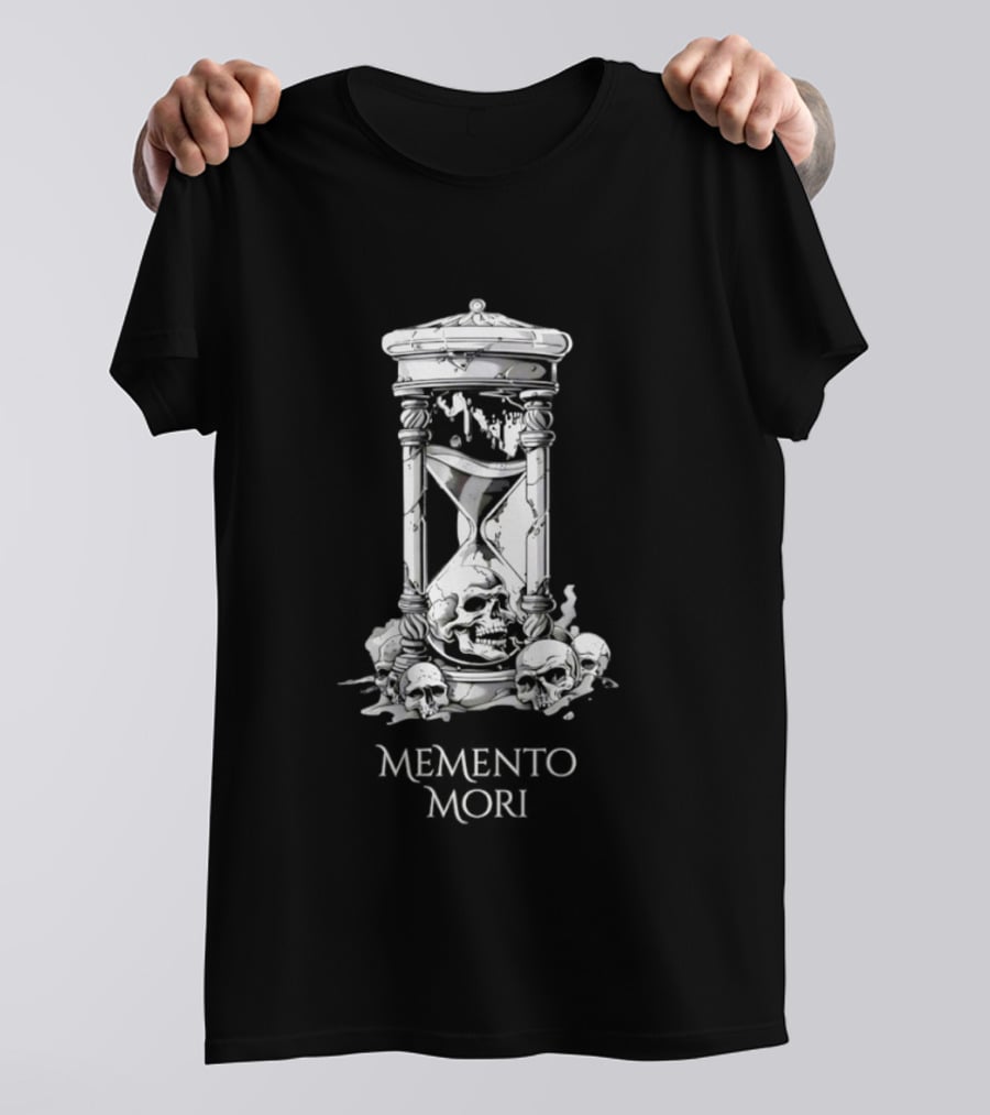 Memento Mori Hourglass Skull Halloween T-Shirt