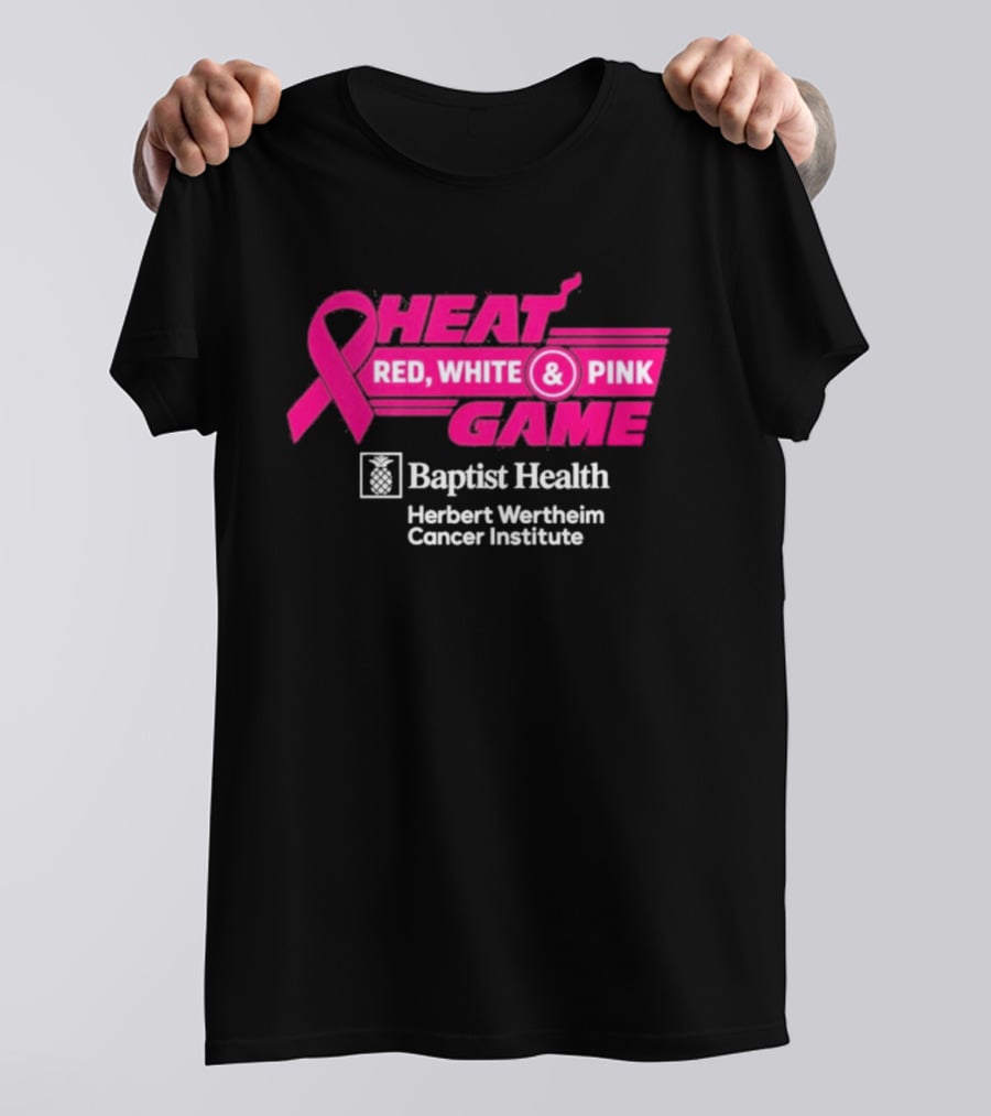 Breast Cancer Awareness Heat Game Red White Pink Baptist Health Herbert Wertheim T-Shirt