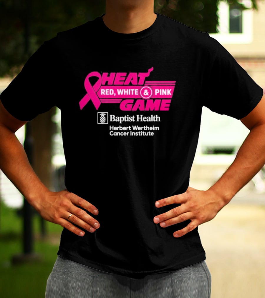 Breast Cancer Awareness Heat Game Red White Pink Baptist Health Herbert Wertheim T-Shirt