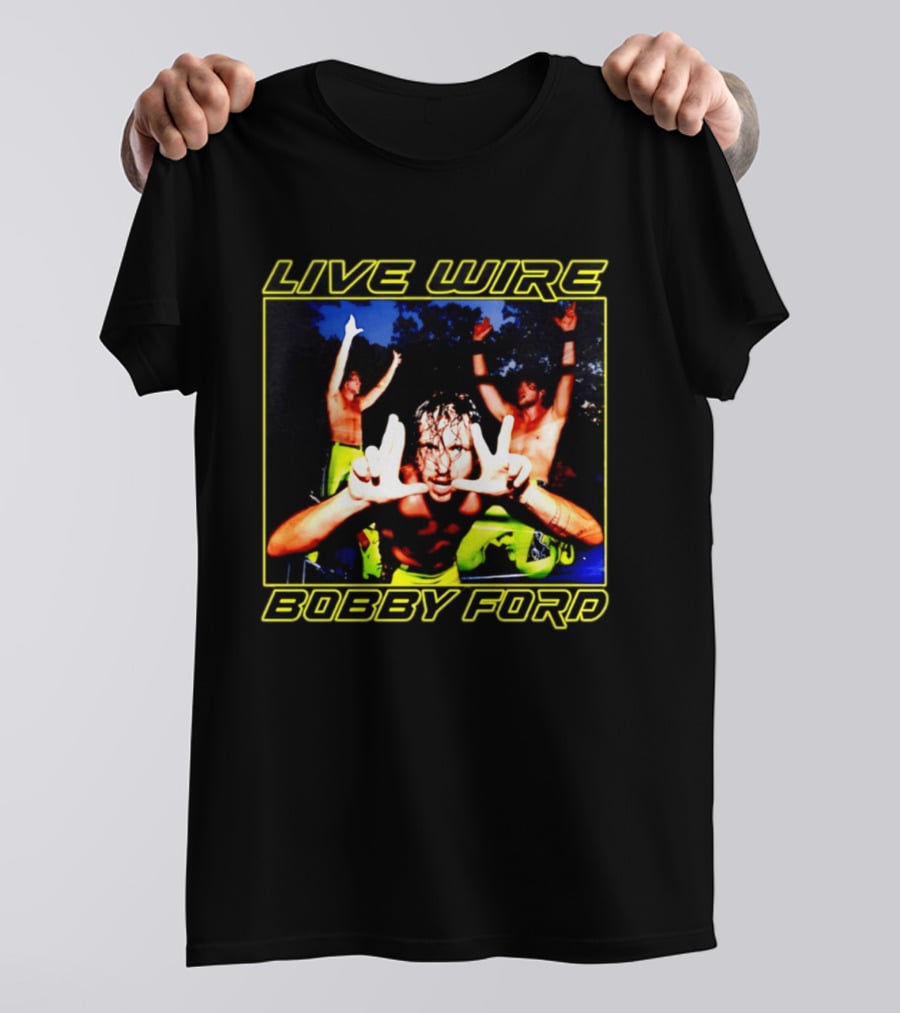 Live Wire Bobby Ford Wrestling Trio Action Pose T-Shirt