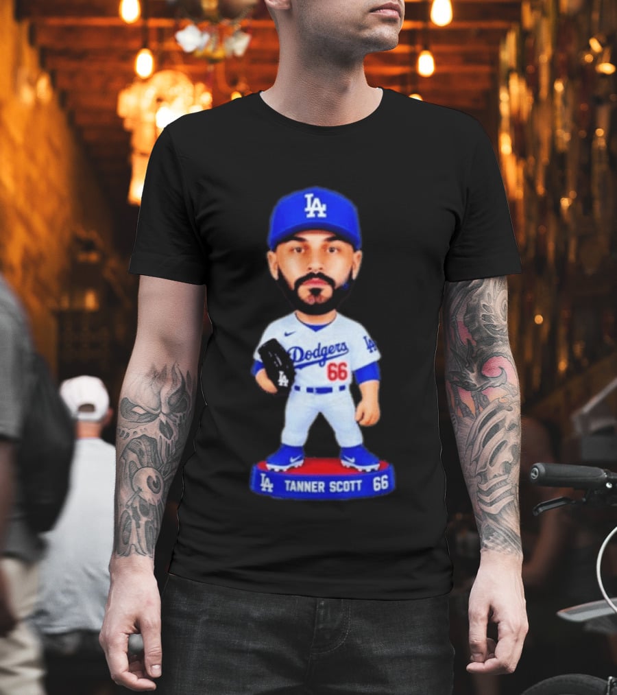 Tanner Scott Los Angeles Dodgers Number 66 Bobblehead Collectible T-Shirt