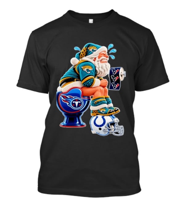 Tennessee Titans Indianapolis Colts Houston Texans Jacksonville Jaguars Santa Christmas Football T-Shirt