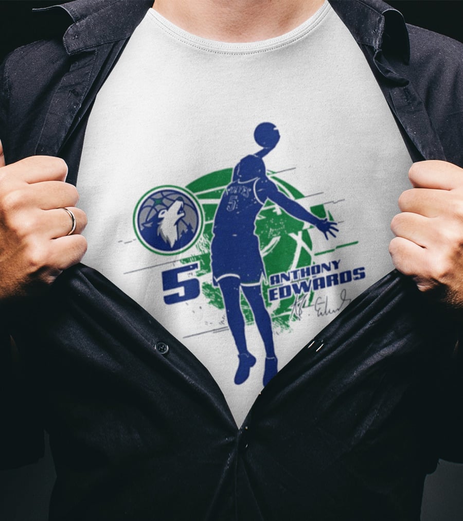 Minnesota Timberwolves Anthony Edwards 5 Basketball Jump 2026 T-Shirt