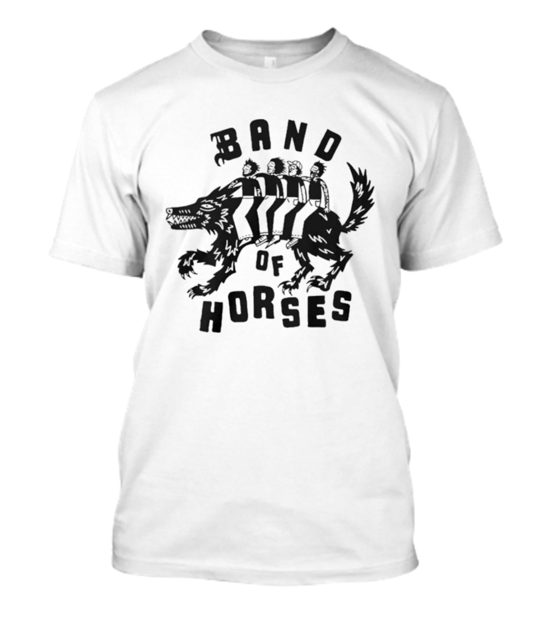 Band Of Horses Wolf Illustration With Riders T-Shirt